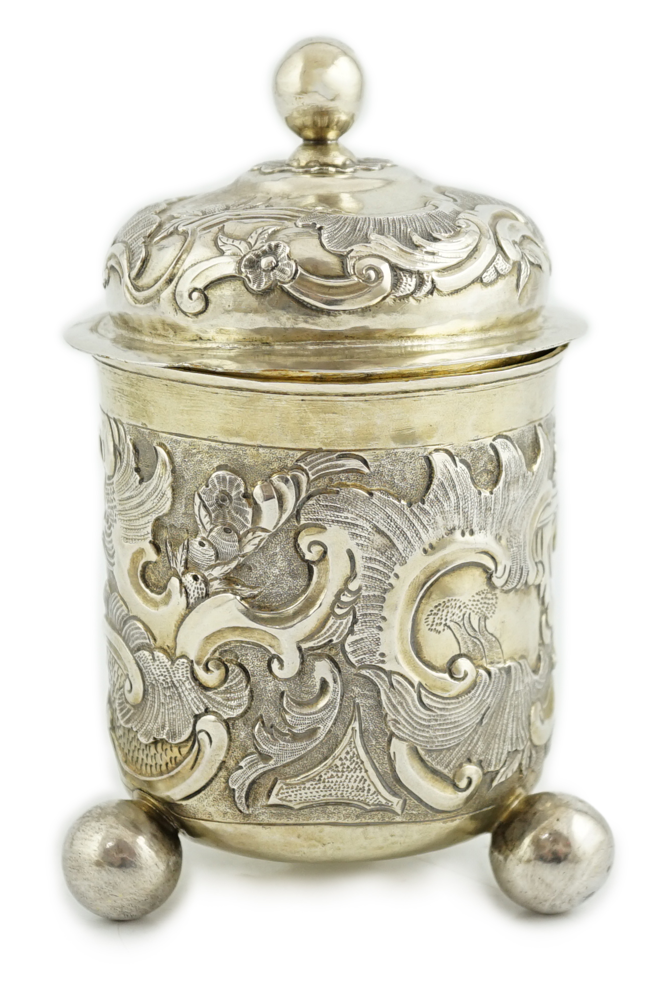 A Catherine The Great Russian parcel gilt silver cup and cover